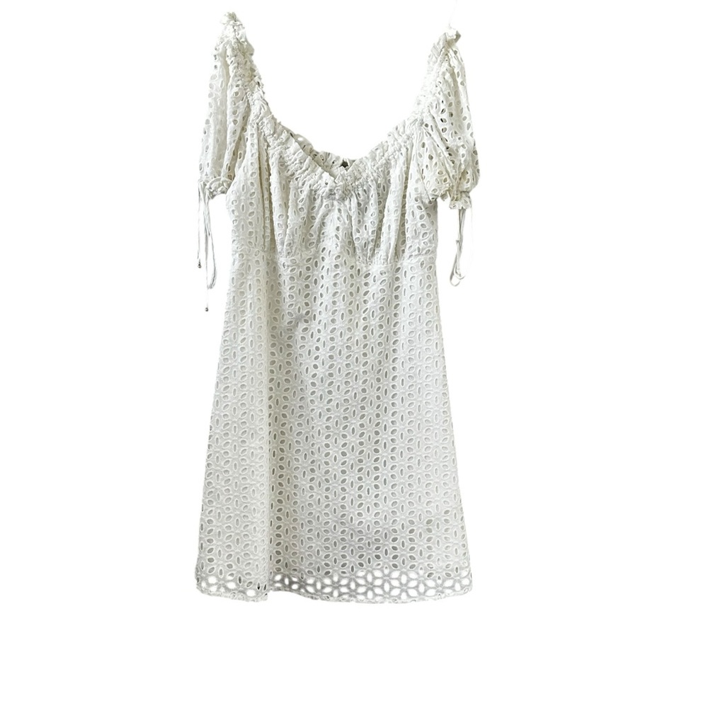 Finders Keeper Coquette Milkmaid Cottage core White Eyelet Women's Off Shoulder